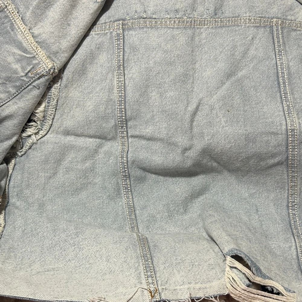 Free People Light Wash Distressed Denim Vest S - Picture 5 of 5